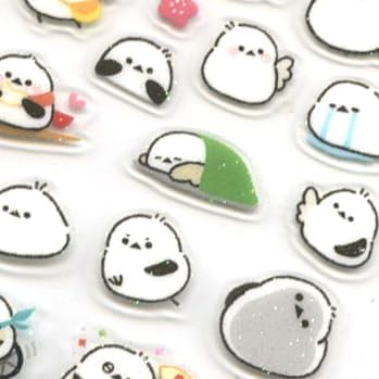 【パインブック】ぷくキラシール【シマエナガ】ラメ入り かわいい t621013