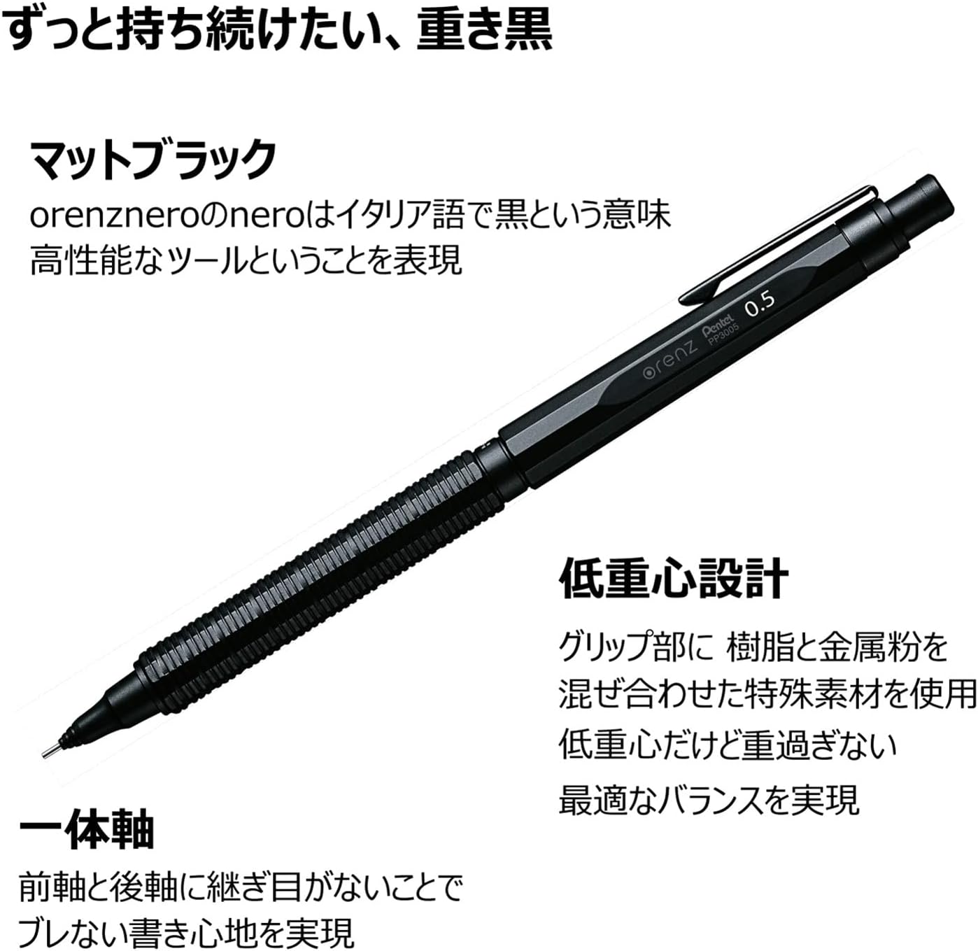 ぺんてる シャープペン オレンズネロ 0.5mm PP3005-A