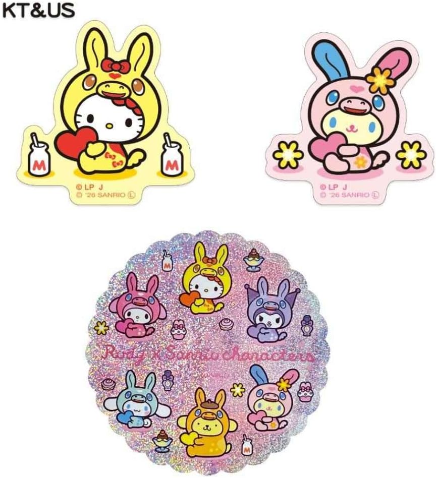 RODYxサンリオキャラクターズ[ダイカットシール]ステッカーセット 3枚入り/ハローキティ＆ウサハナ Sanrio