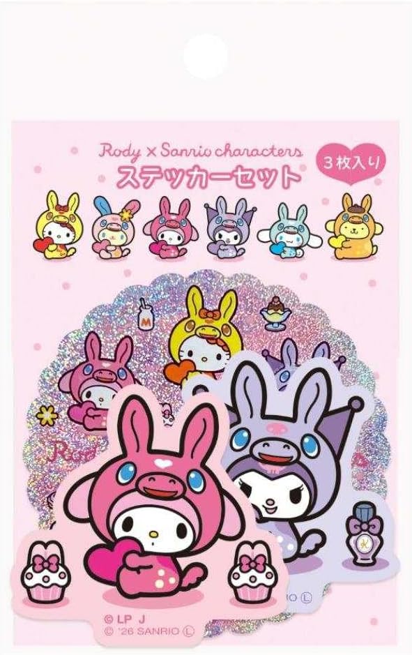 RODYxサンリオキャラクターズ[ダイカットシール]ステッカーセット 3枚入り/マイメロディ＆クロミ Sanrio