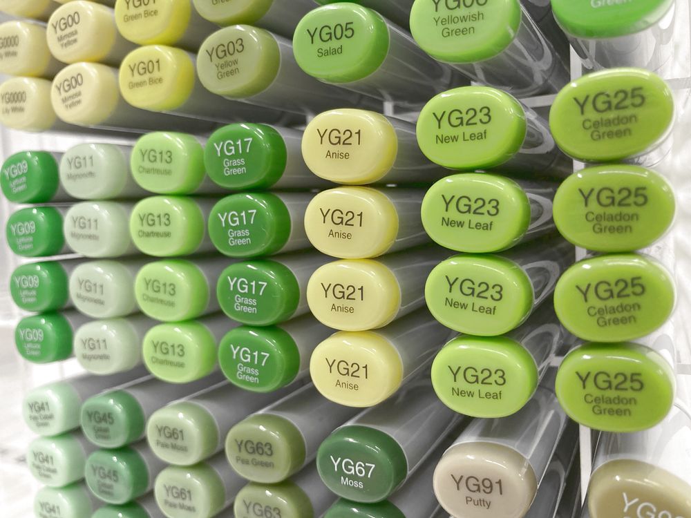 [Too] [Color selection formula] Copic Sketch YG0000 to YG99 Yellowish green can be selected